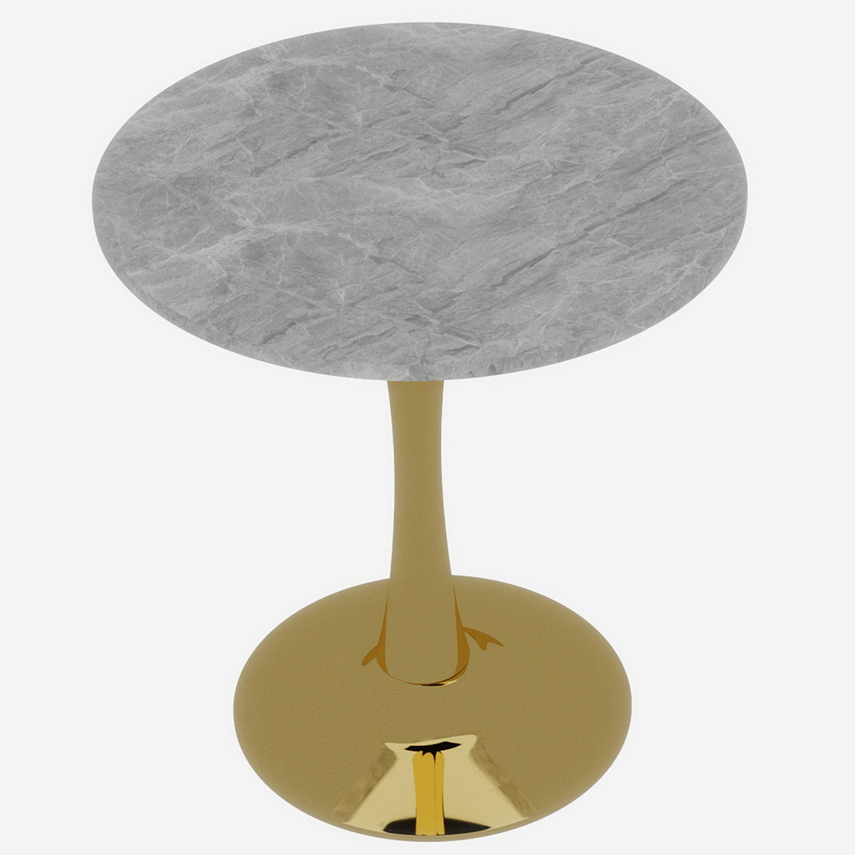 COUCHTISCH 70 cm rund in Gold mit Marmor-Optik Hellgrau - Goldfarben, Stein (70/70/72cm)