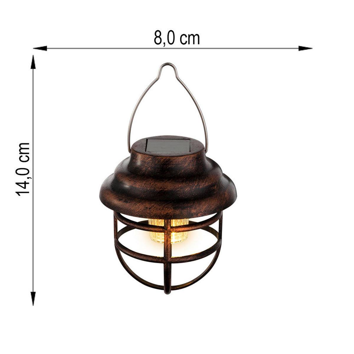 LED AUSSENLEUCHTE Rostoptik Braun 4er Set - Braun, Metall (8/8/14cm) - Globo Lighting