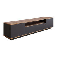 TV-MÖBEL mit 3 Türen & 1 Ablagefach - Anthrazit & Holzfarben - LOTULA - Anthrazit, Holz (44.5/44.6/180cm) - Vente-Unique