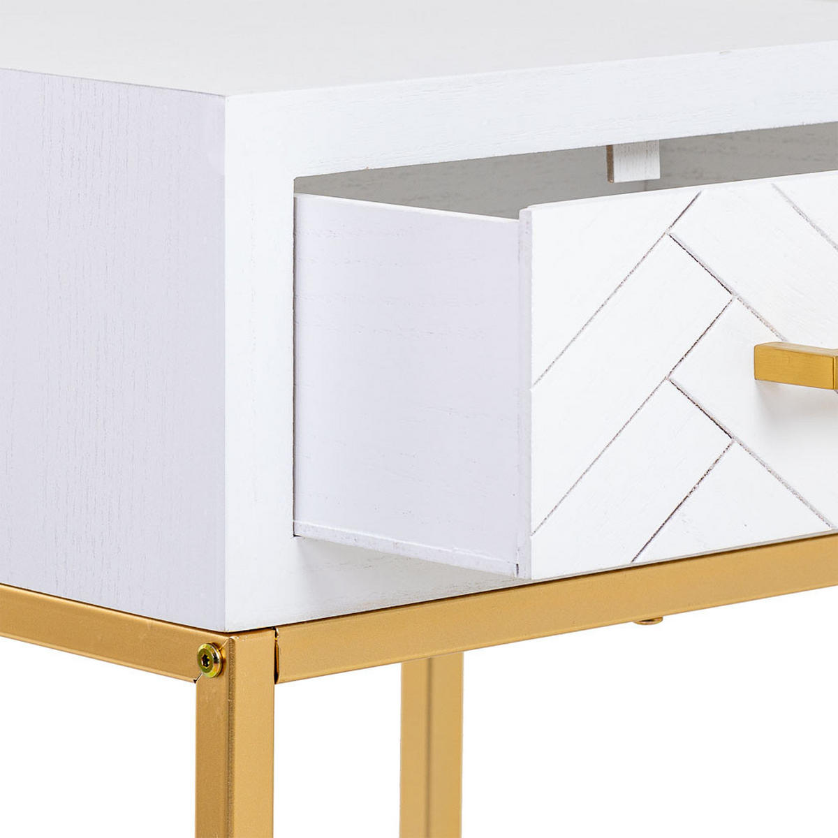 NACHTTISCH aus Metall und Holz, 40x36x60cm - Weiß, Holz (40/60/36cm) - Wanderlust