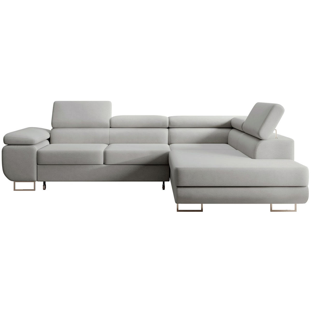 ECKSOFA Stevil Graubeige Velours - Greige/Silberfarben, Textil/Metall (275/203cm) - Selsey