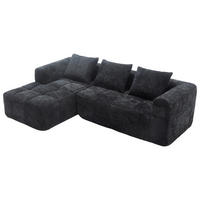 ECKSOFA 250/158/60 cm Schwarz mit Seitentasche - Schwarz, Textil (250/158cm) - Oxeza