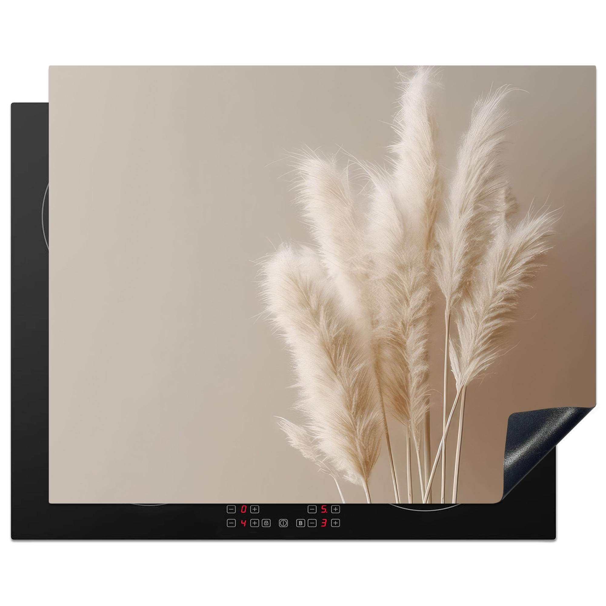 MuchoWow KRYT NA INDUKČNÍ DESKU Pampová tráva - Plumes - Pastelová - Bílá 65x52 cm