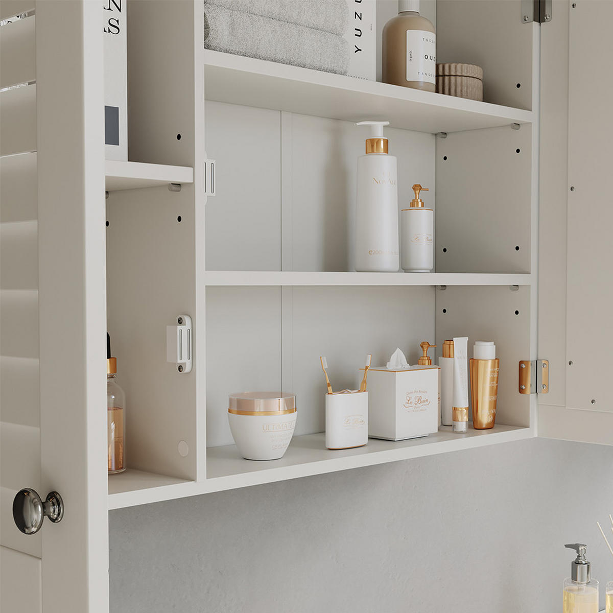 BADSPIEGELSCHRANK Riad Weiß 68 x 48 cm mit 2 Türen - Weiß, Holzwerkstoff (68/48/16.5cm) - Vicco