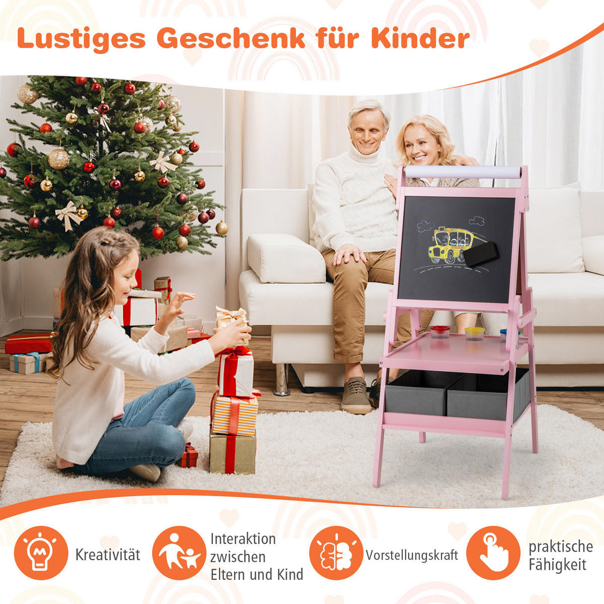 KINDERSTAFFELEI Weiß - Weiß, Holzwerkstoff (46/101.5/54cm) - COSTWAY