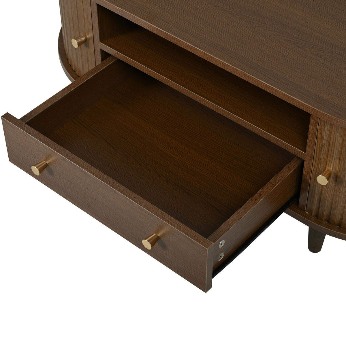 COUCHTISCH 100/50/36 cm mit Schublade, offener Ablage und Rolltür aus MDF, Walnuss - Nussbaumfarben, Holzwerkstoff (100/50/36cm) - Redom