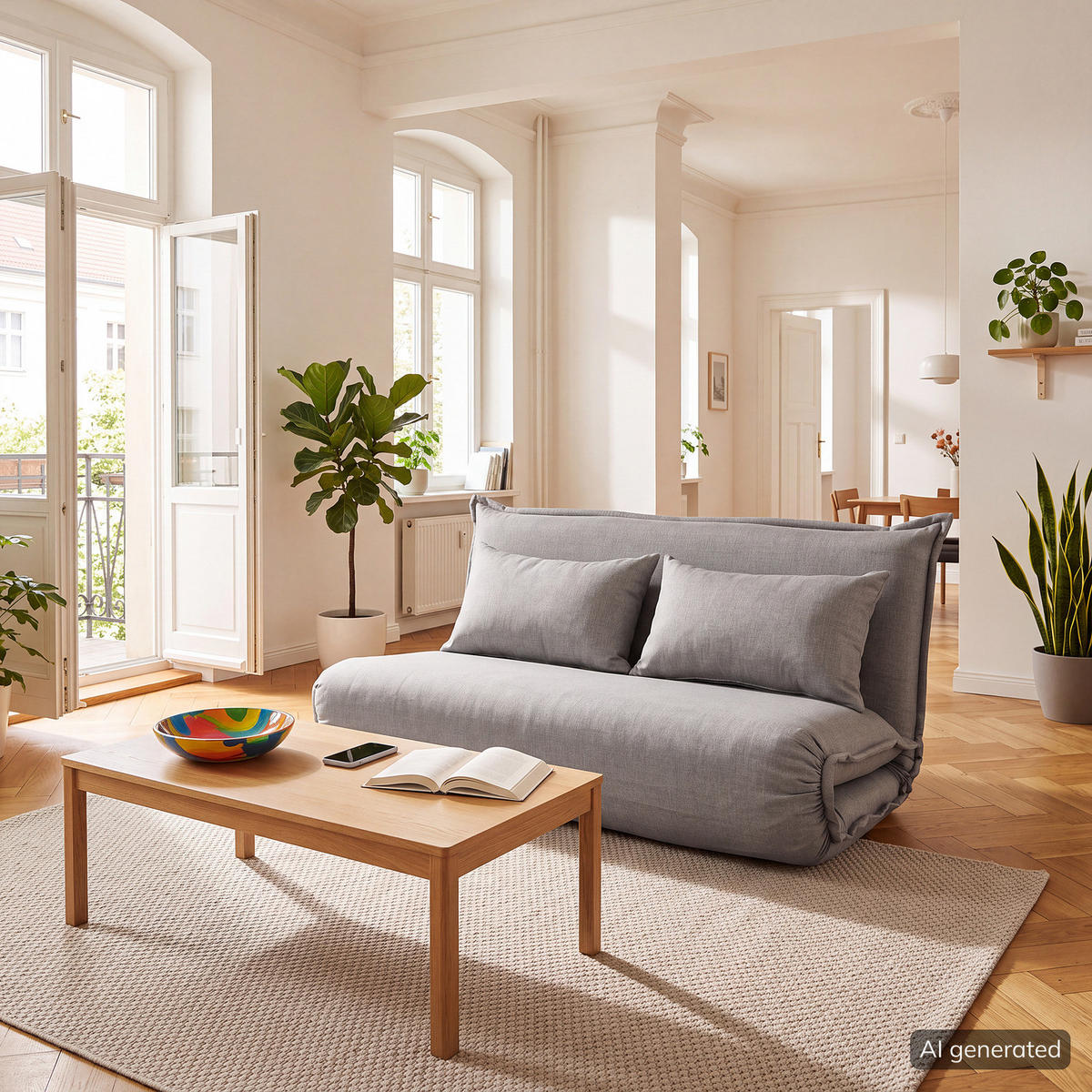 SCHLAFSOFA - Hellgrau/Schwarz, Textil/Metall (150/75/85cm) - home24