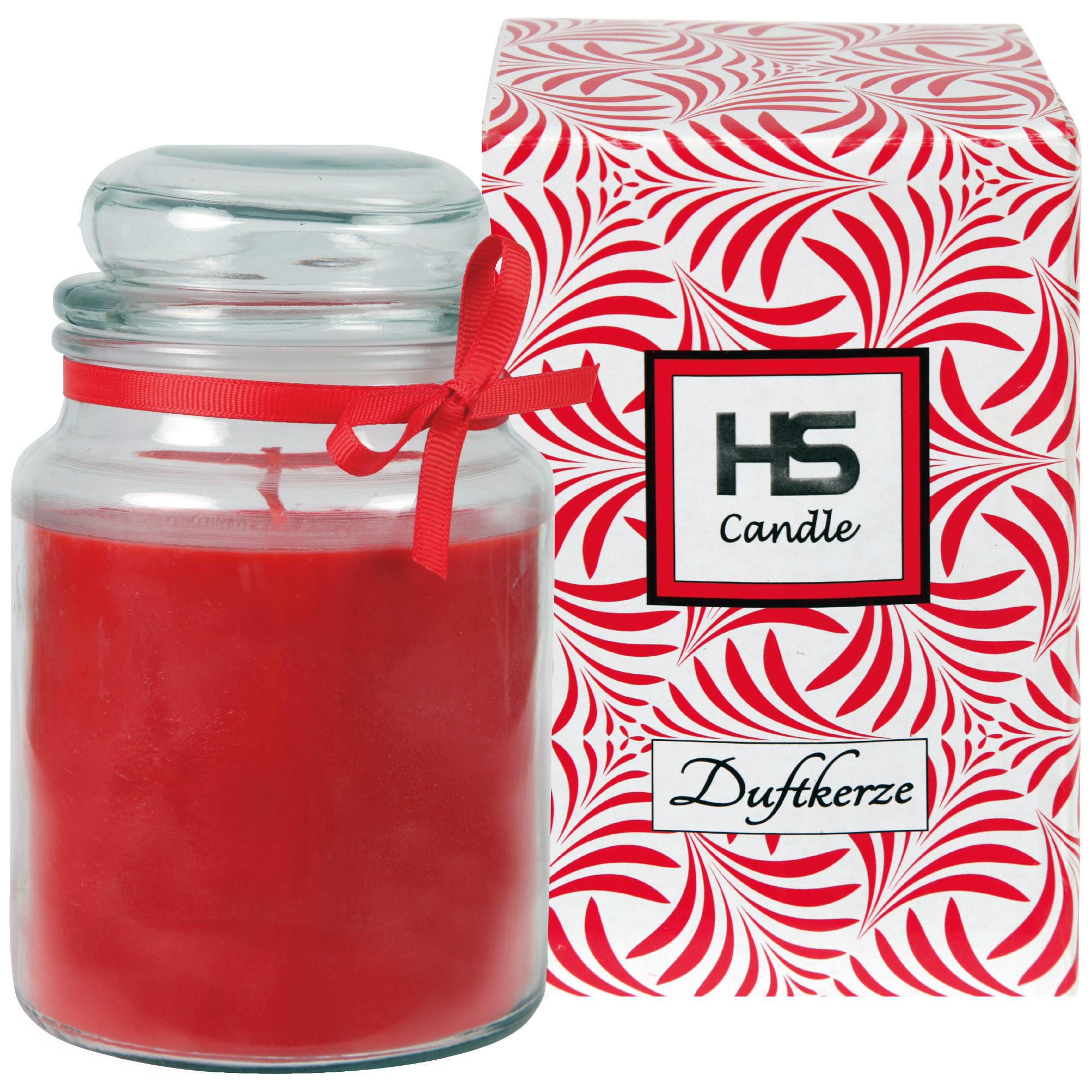 DUFTKERZE im Bonbonglas mit Deckel Rose 110h - Rot, Glas (10/16cm)