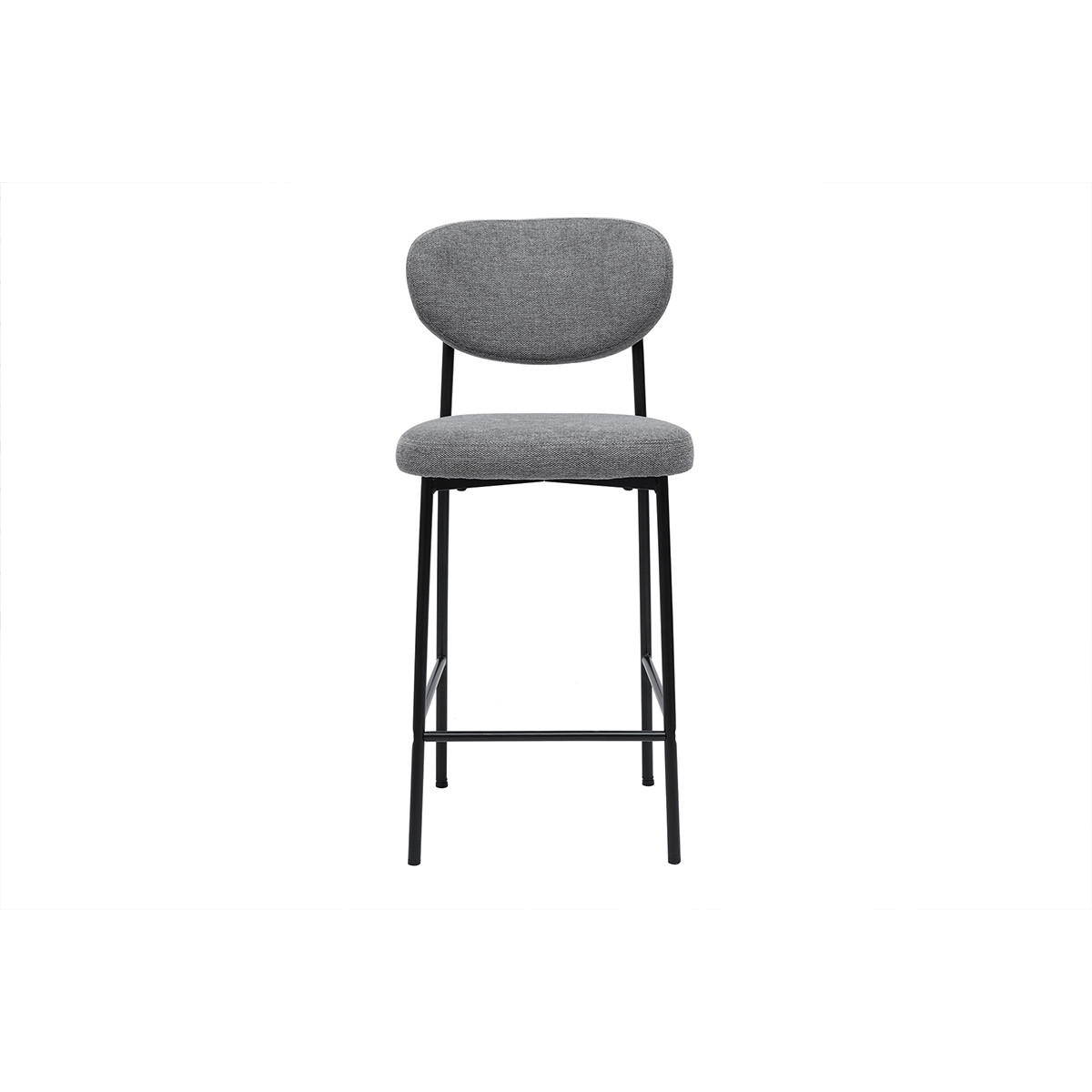 BARHOCKER Stoff Velours Hellgrau H65 2er-Set BREKA - Grau, Textil (52/96.5/44.5cm) - Miliboo