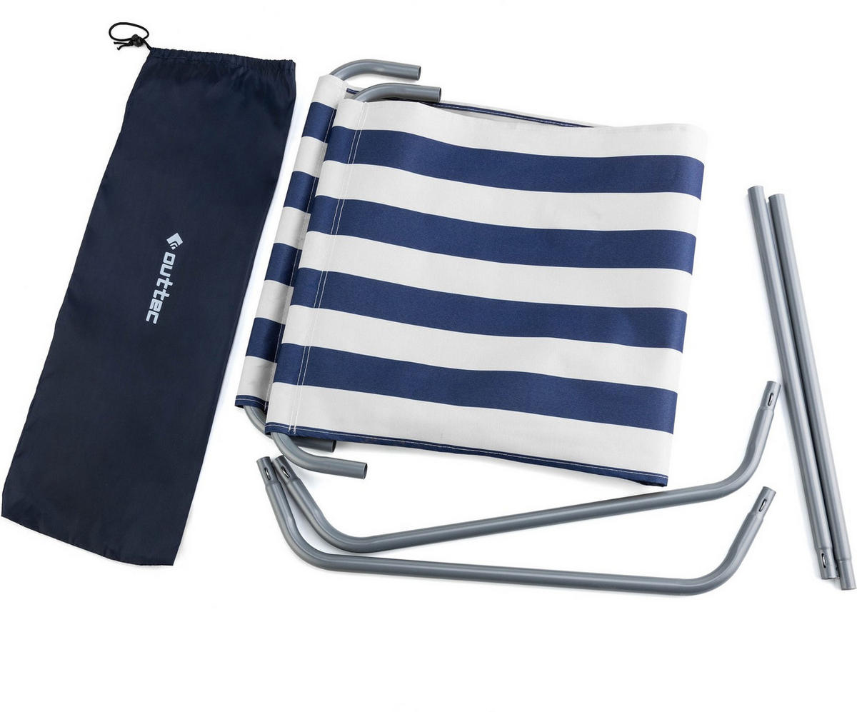 STRANDSESSEL bis 100 kg - Blau/Weiß, Textil/Metall (51/60/97cm) - Outtec