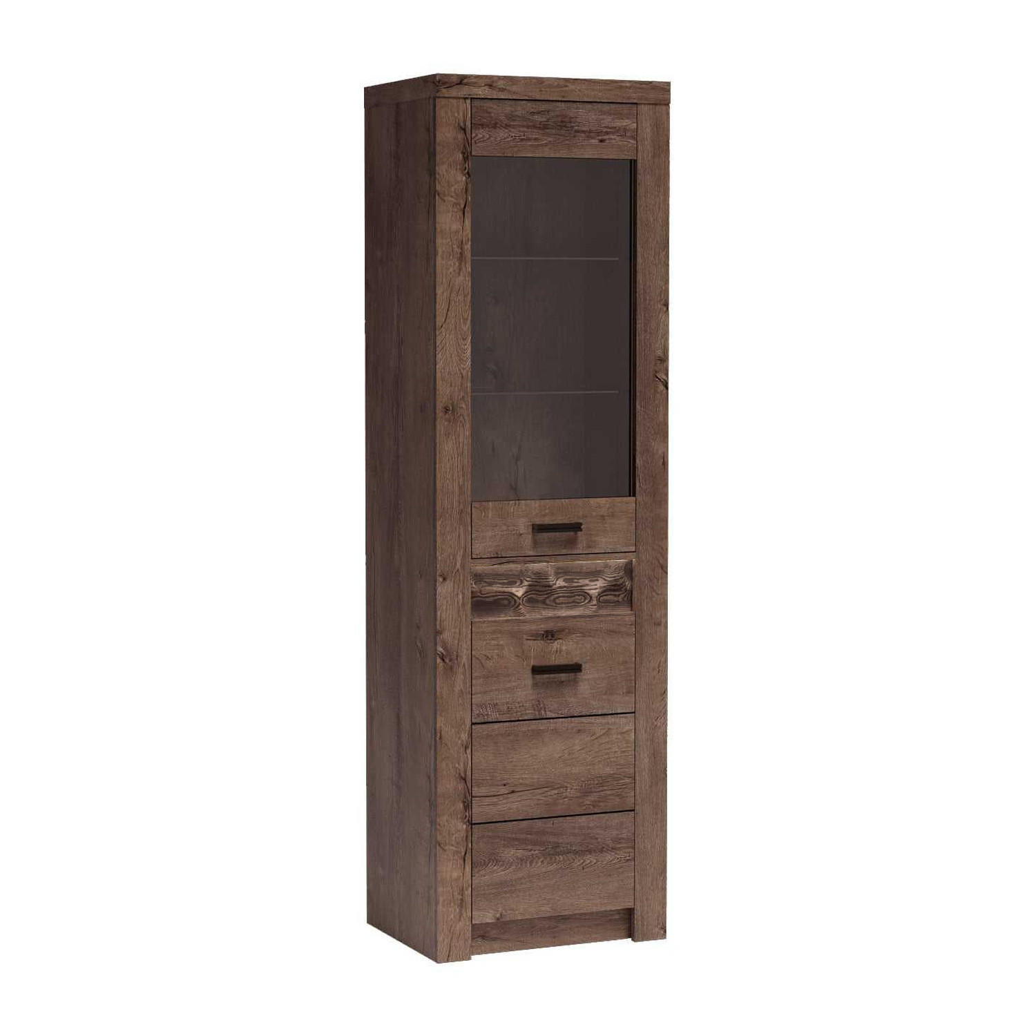 VITRINE Indianapolis I-4 56 x 192 x 42 cm Esche dunkel - Dunkelbraun, Holzwerkstoff/Metall (56/192/42cm) - Koseto