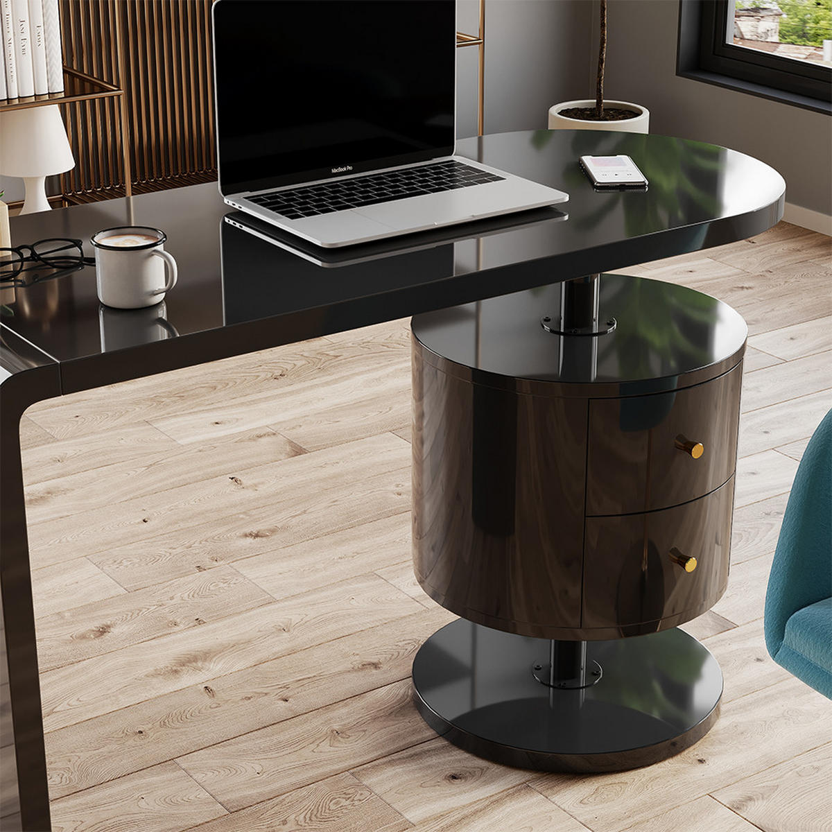 SCHREIBTISCH Lara Schwarz Hochglanz 120 x 50 cm mit 2 Schubladen - Schwarz Hochglanz, Holzwerkstoff (50/120/76cm) - Vicco