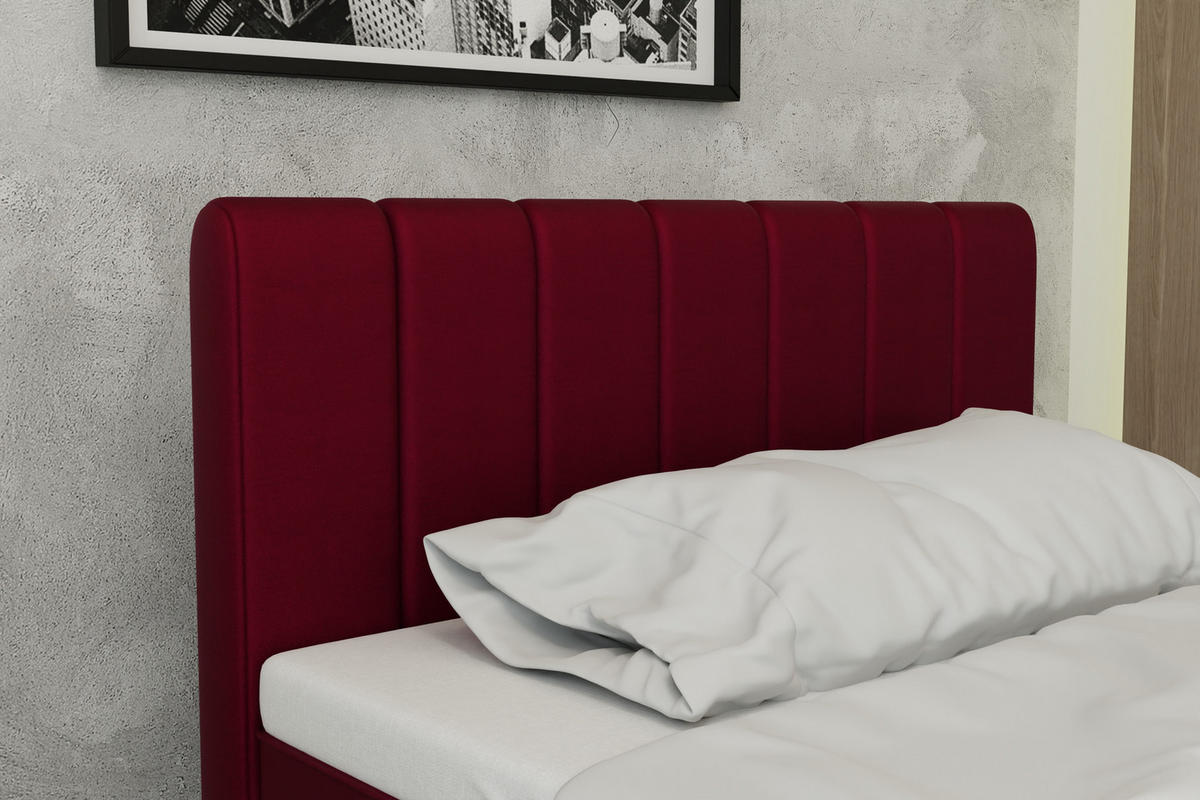 BOXBETT AVALON 120 x 200 cm mit Bettkasten und Topper - Rot - Rot, Holz - Panda Möbel
