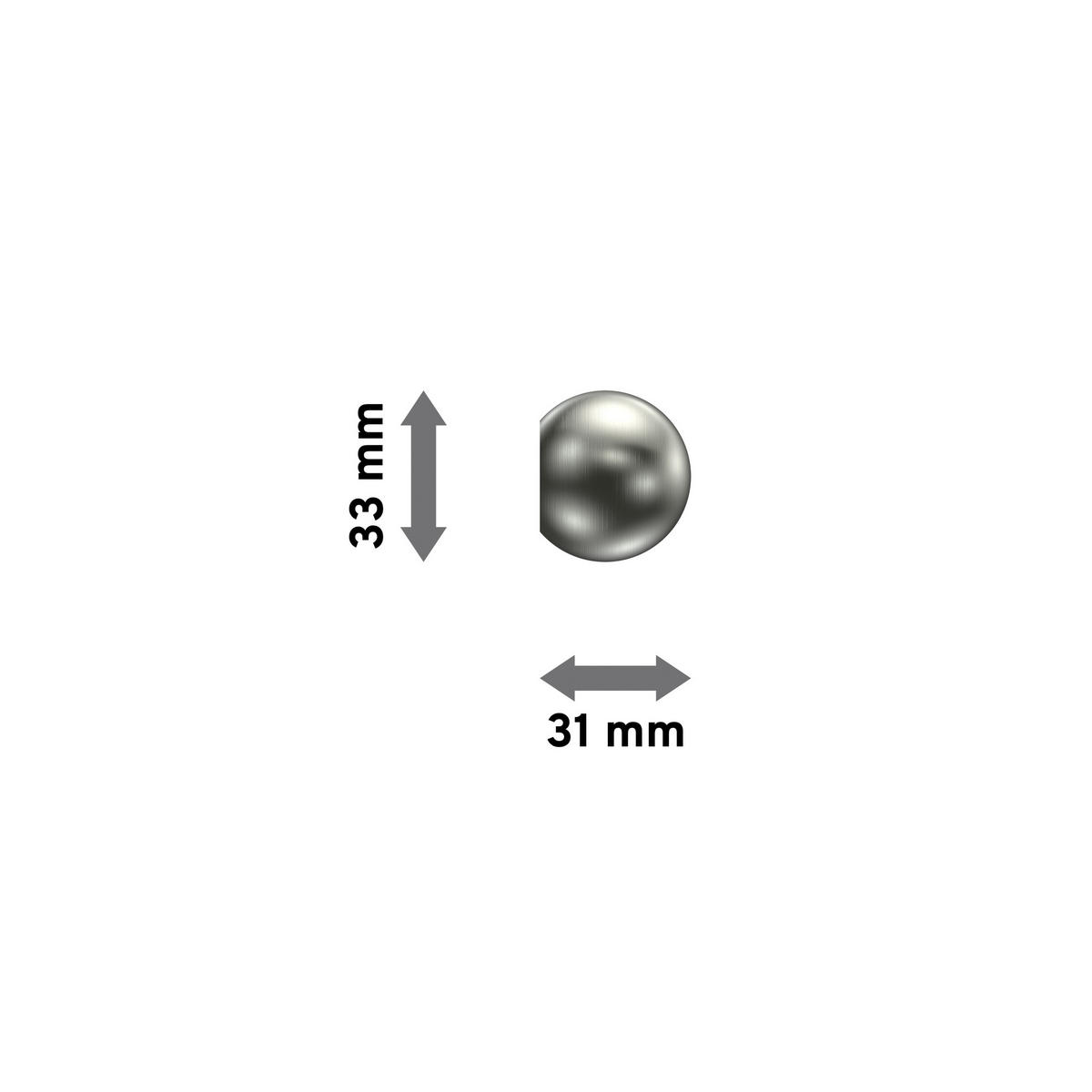 ENDSTÜCKE FÜR GARDINENSTANGEN 16 mm Ø, Puros Edelstahl, Packung 2 Stück - Edelstahlfarben, Metall (3.1/3.3/3.3cm) - INTERDECO