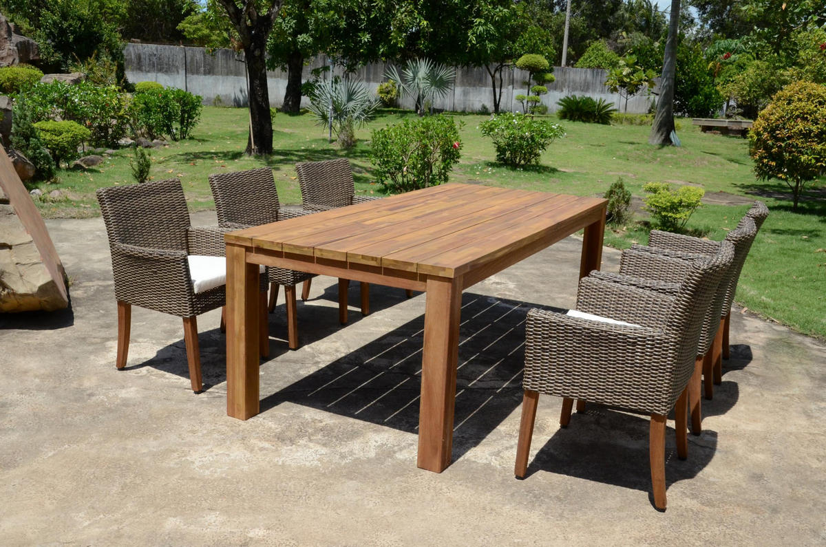 GARTEN-SITZGRUPPE Dallas 7-teilig Gartenmöbel-Set - Grau, Holz - DELUKE