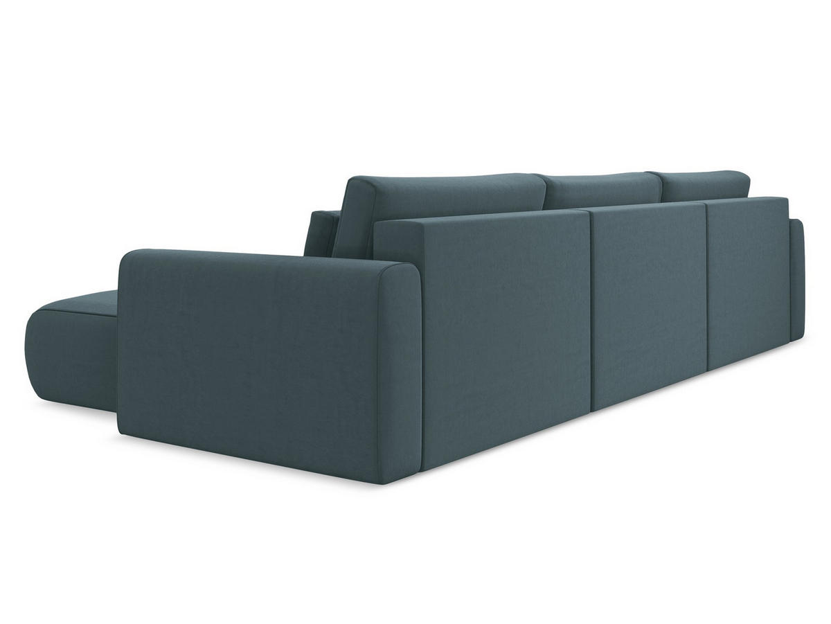WOHNLANDSCHAFT Samt Stoff Blau - Blau/Petrol, Kunststoff/Textil (340/82/149cm) - Makamii