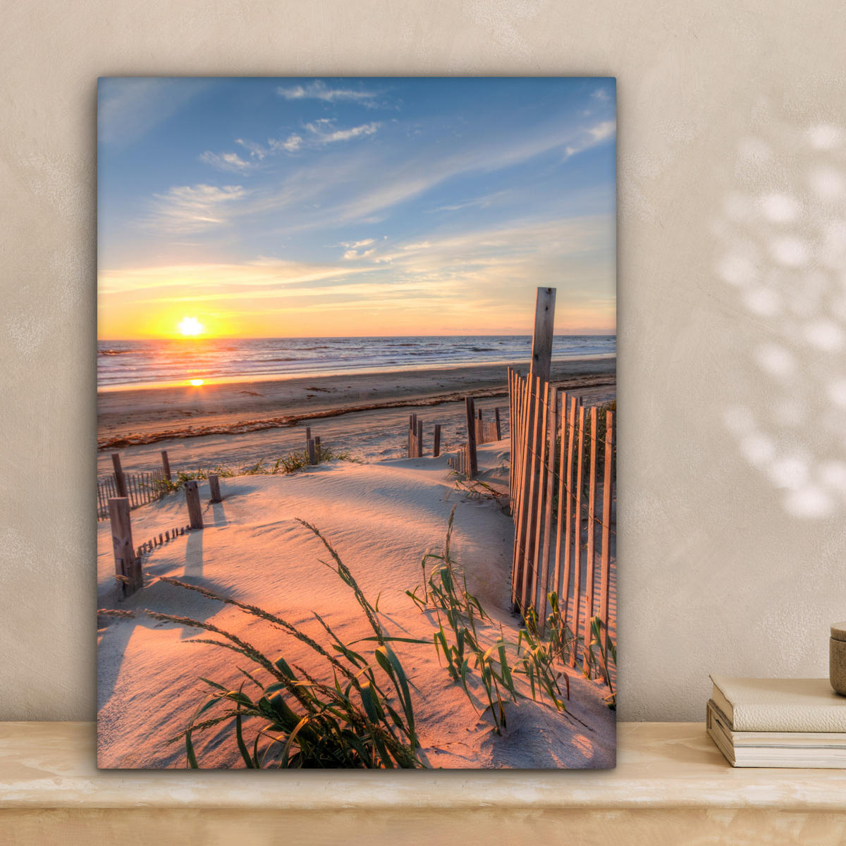 LEINWANDBILD Strand - Meer - Düne - Sonnenuntergang - Landschaft 30x40 cm - Beige, Textil (30/40cm) - MuchoWow