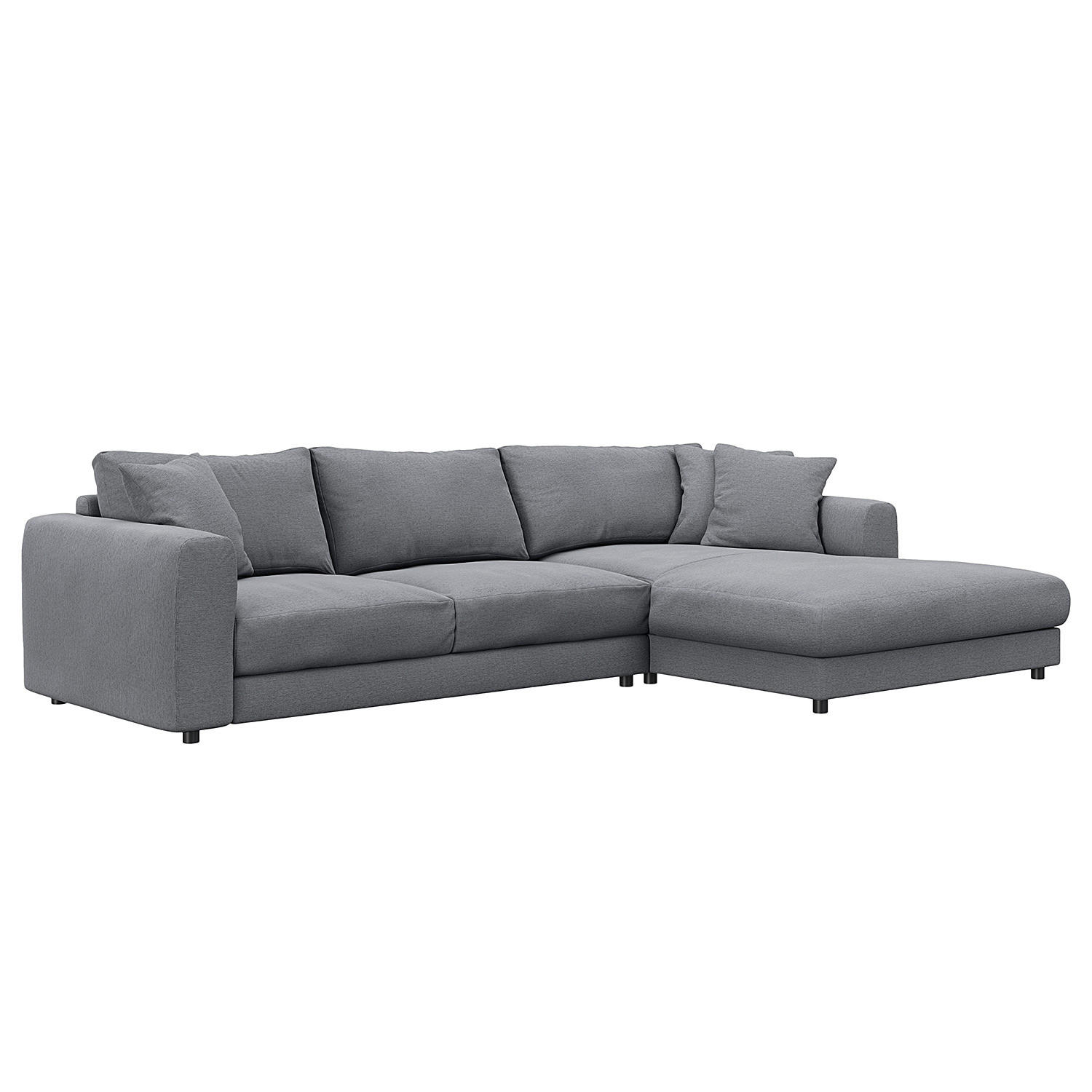 ECKSOFA mit Longchair - Schwarz/Grau, Textil (286/183cm) - home24