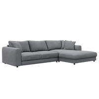 ECKSOFA mit Longchair - Schwarz/Grau, Textil (286/183cm) - home24
