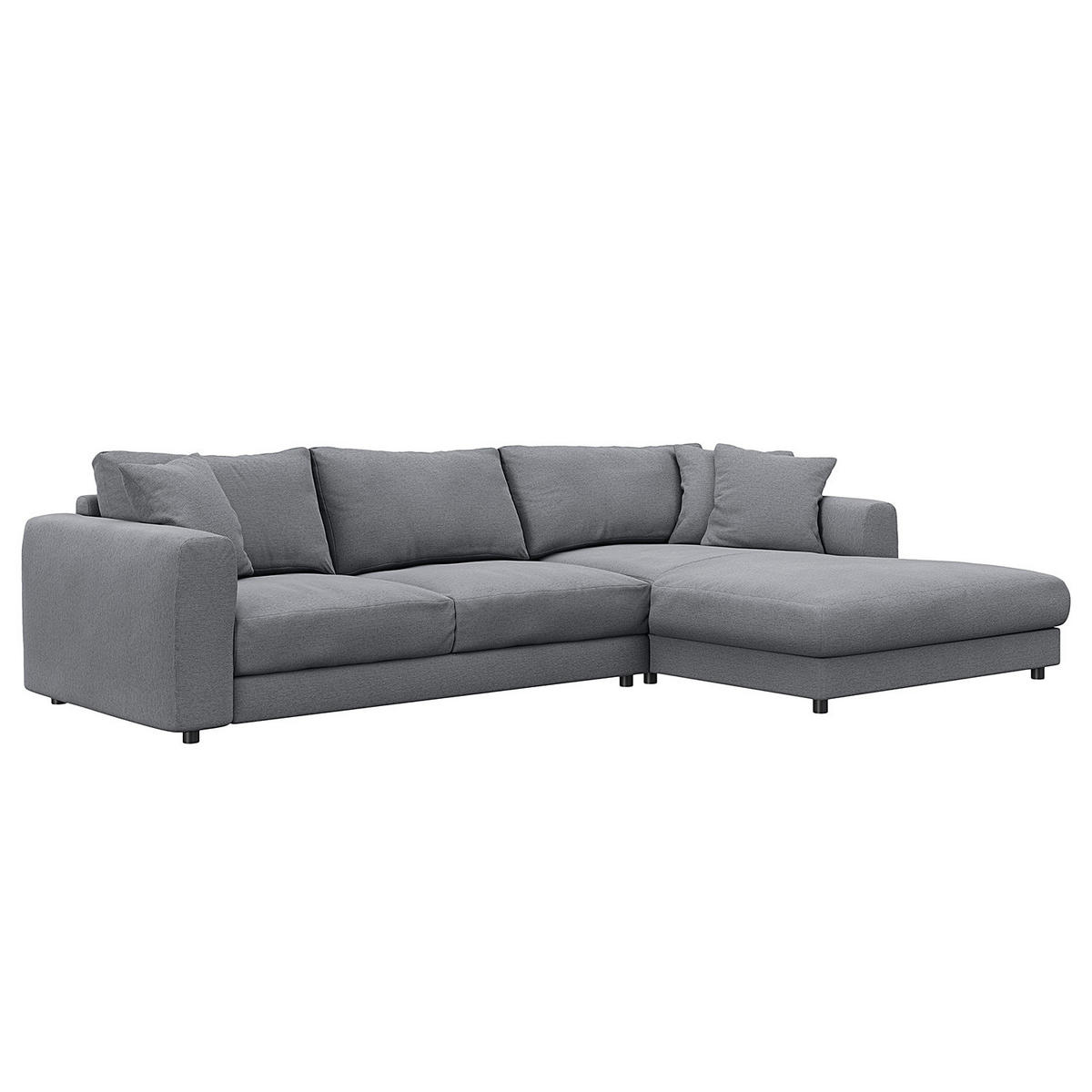 ECKSOFA mit Longchair - Schwarz/Grau, Textil (286/183cm) - home24