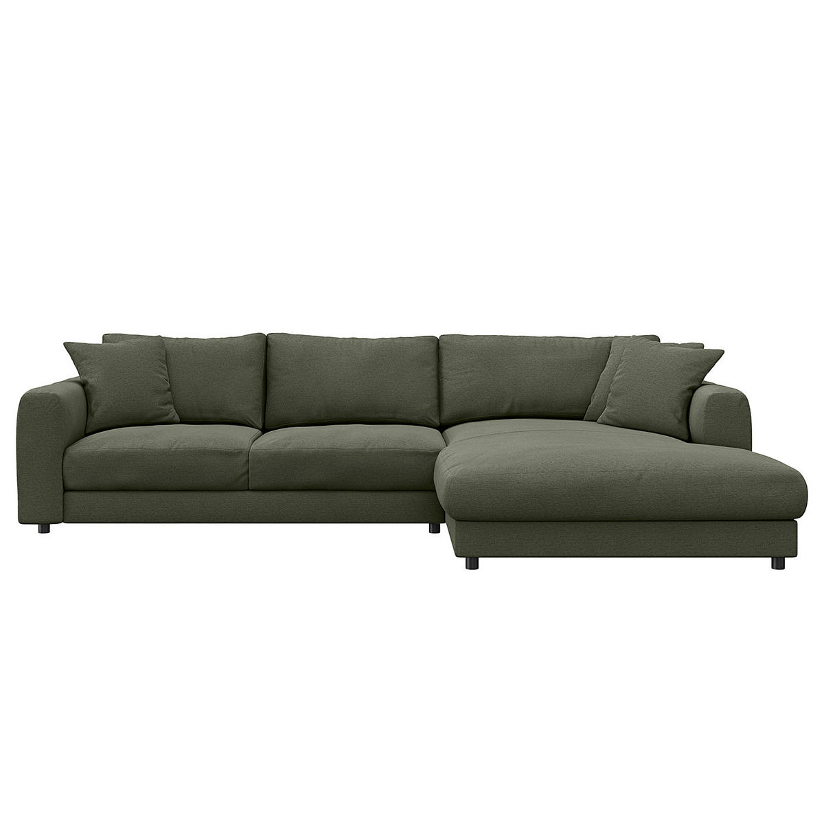 ECKSOFA mit Longchair - Schwarz/Grau, Holz/Kunststoff (286/183cm) - home24