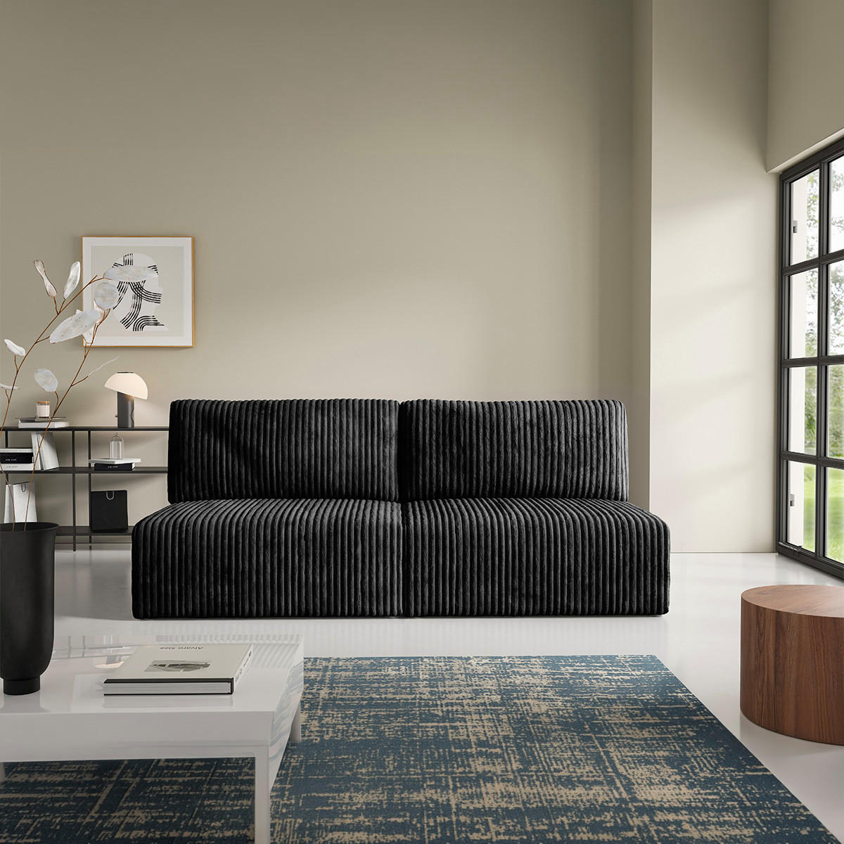 SOFA Angela 3 Sitzplätze Schwarz - Schwarz, Holz (216/86/102cm) - Petits-meubles