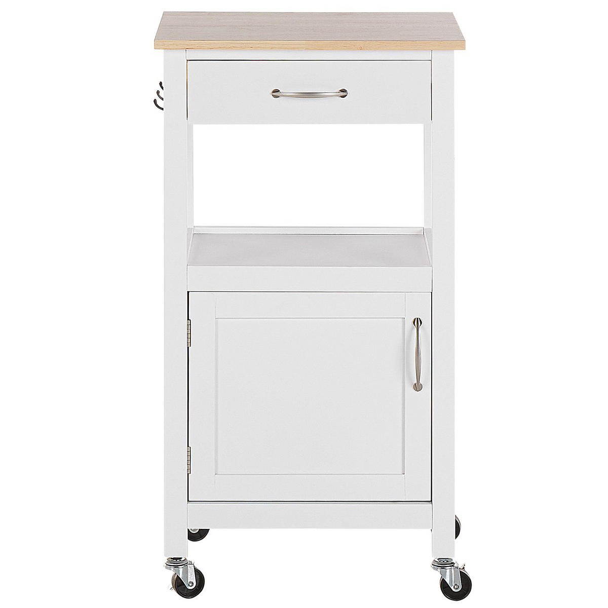 SERVIERWAGEN weiß/heller Holzfarbton mit Schublade Siena - Hellbraun/Weiß, Holzwerkstoff (48/89/39cm) - Beliani