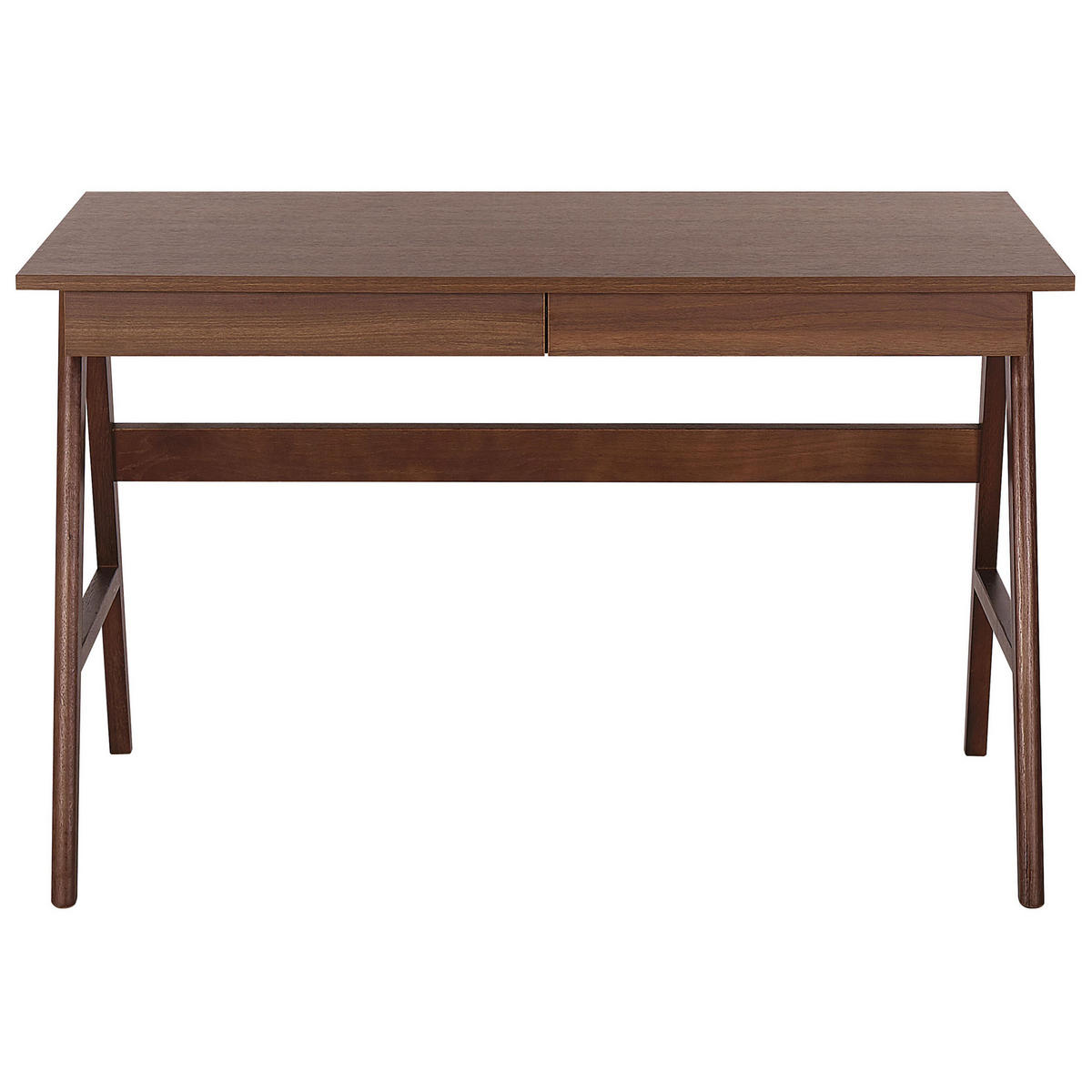 SCHREIBTISCH dunklerHolzfarbton 120/70/75 cm Sheslay - Dunkelgrau, Holzwerkstoff (70/120/75cm) - Beliani