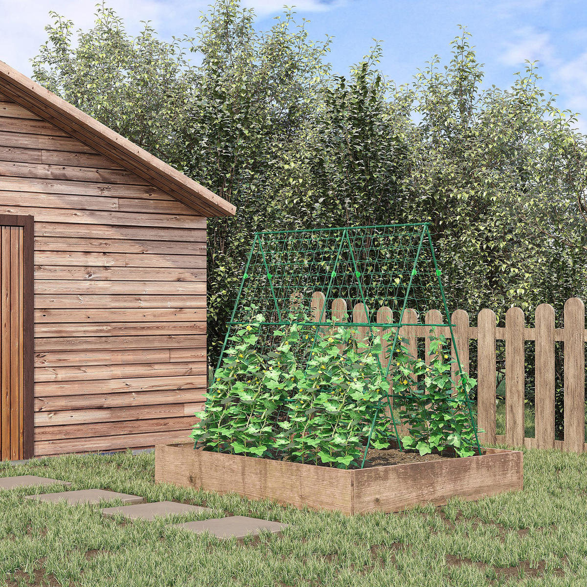 VERSTELLBARES Pflanzengitter, Grün, 180 x 100 x 180 cm - Grün, Kunststoff/Metall (100/180/180cm) - Outsunny