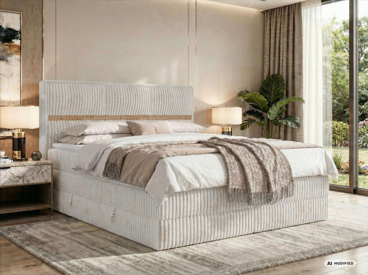 POSTEL BOXSPRING ORVO KING 140/200 - Béžová Manšestr - Topper T25 - H4 - černá/béžová, textil/plast (140/200cm) - MKS