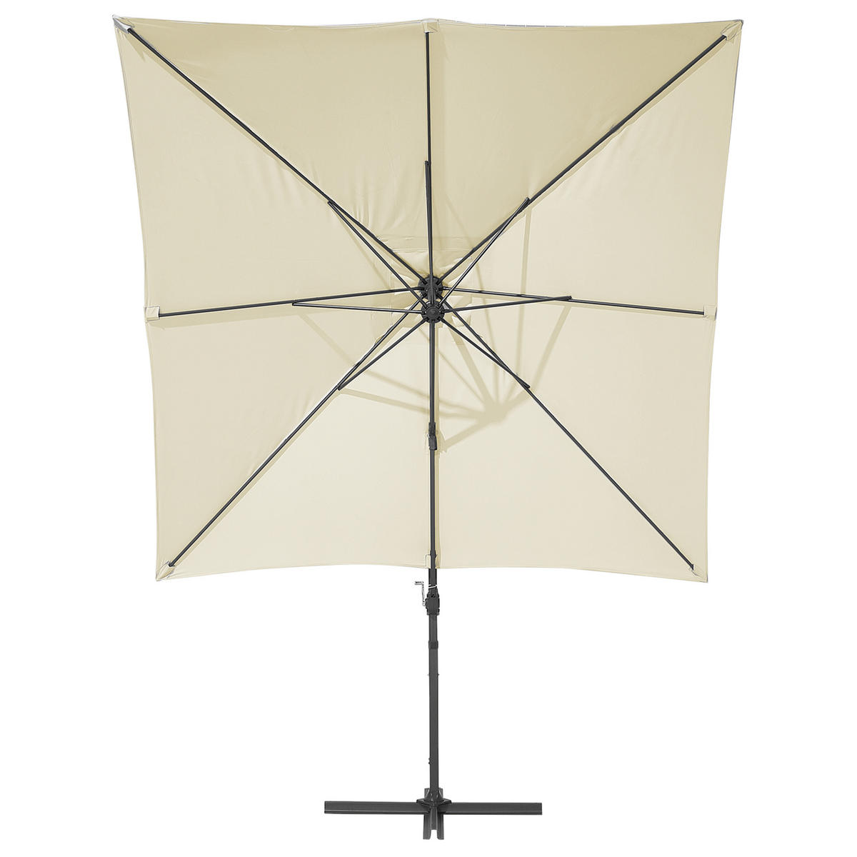 AMPELSCHIRM helles beige/dunkelgrau 250/250/235 cm Monza - Beige/Schwarz, Textil (250/250cm) - Beliani