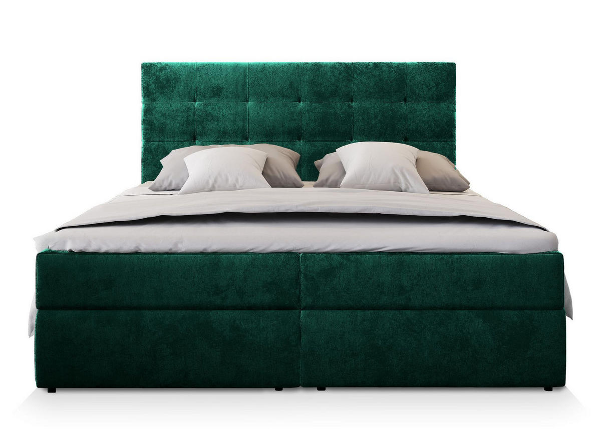 POSTEL BOXSPRING GLOS 160x200 cm, s matrací a úložným prostorem, tmavě zelená - tmavě zelená, kompozitní dřevo/textil (160/200cm) - MASSENO