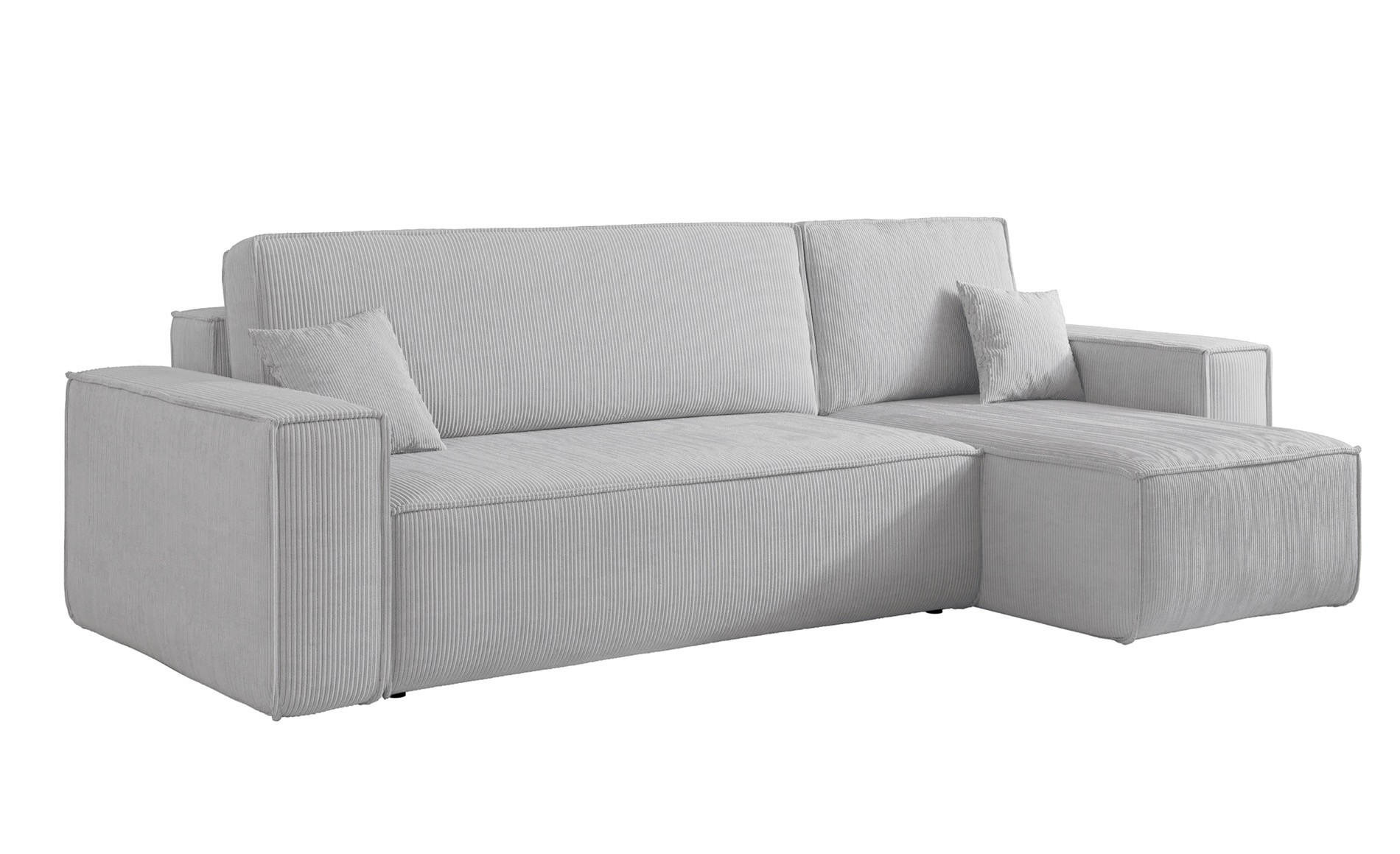 ECKSOFA Scarlo Hellgrau Cordbezug - Hellgrau/Schwarz, Kunststoff/Textil (244/145cm) - Selsey