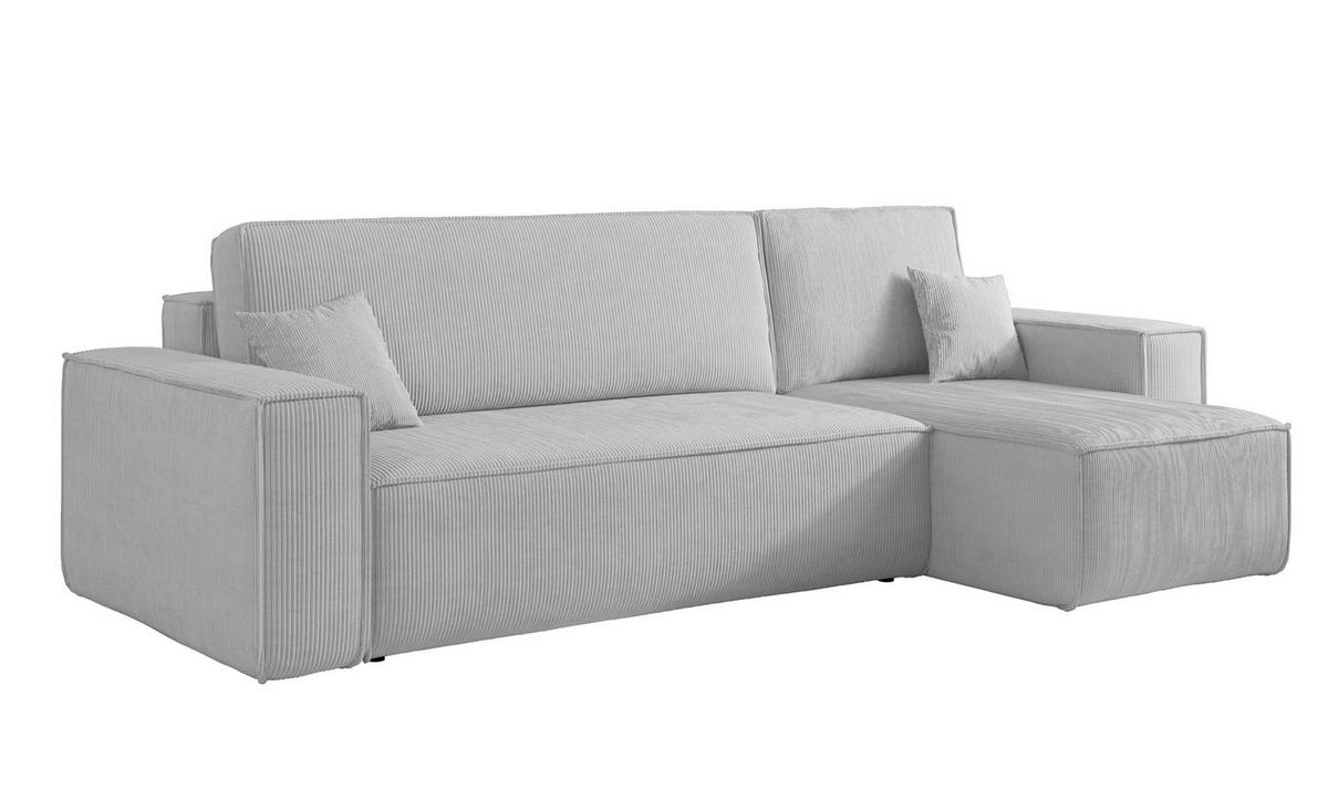 ECKSOFA Scarlo Hellgrau Cordbezug - Hellgrau/Schwarz, Kunststoff/Textil (244/145cm) - Selsey