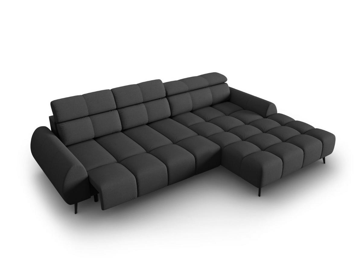 ELEKTRISCHES-ECKSOFA rechts Alyse aus strukturiertem Stoff dunkelgrau 5 Sitzplätze - Dunkelgrau, Textil (188/295cm) - Micadoni