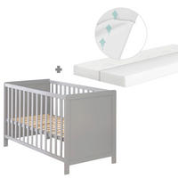 BABY- & BEISTELLBETT mit Matratze 'safe asleep®' - Taupe, Holzwerkstoff (60/120cm) - Roba