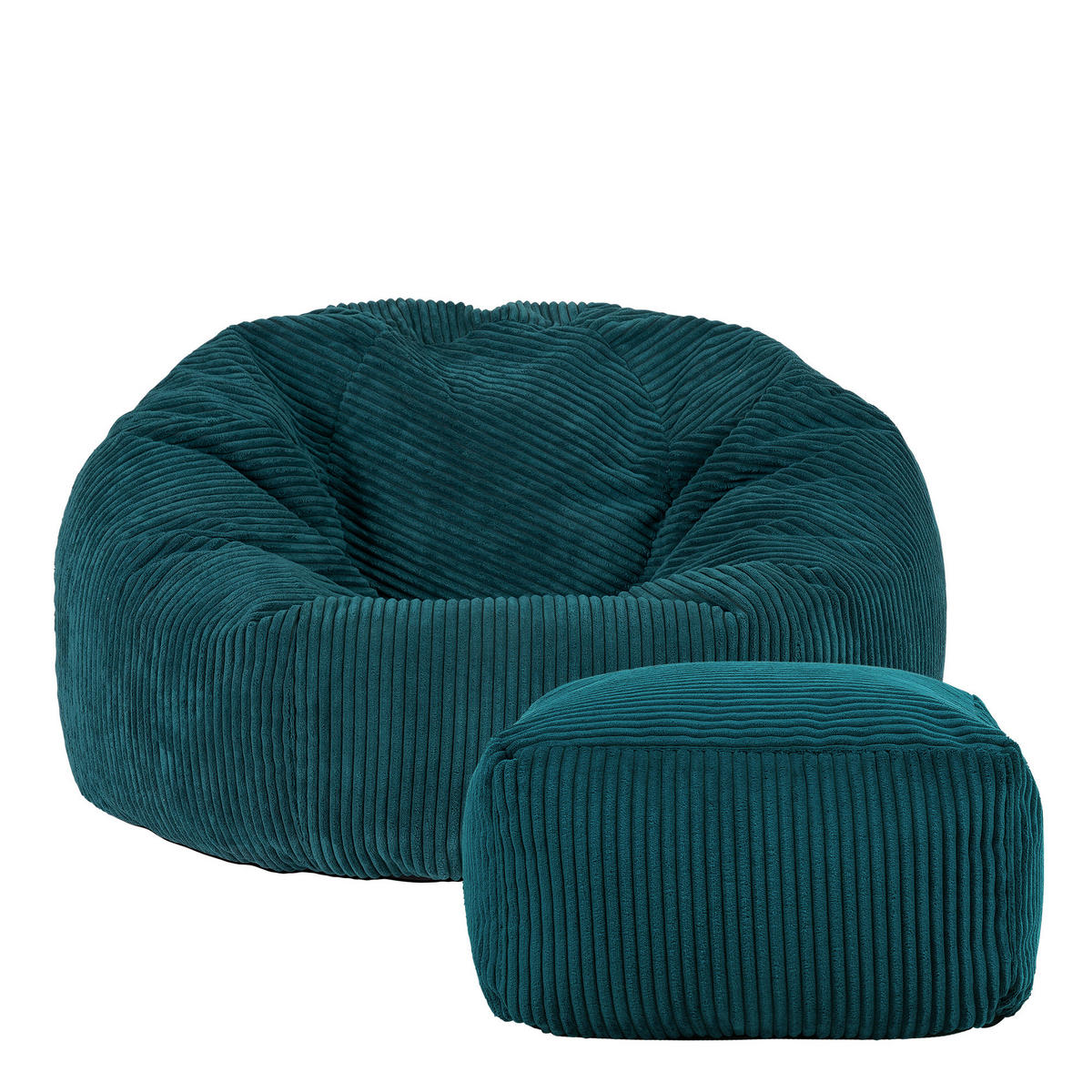 SITZSACK Klassisch + Hocker, Cord - Grün, Kunststoff/Textil (85/50/85cm) - icon