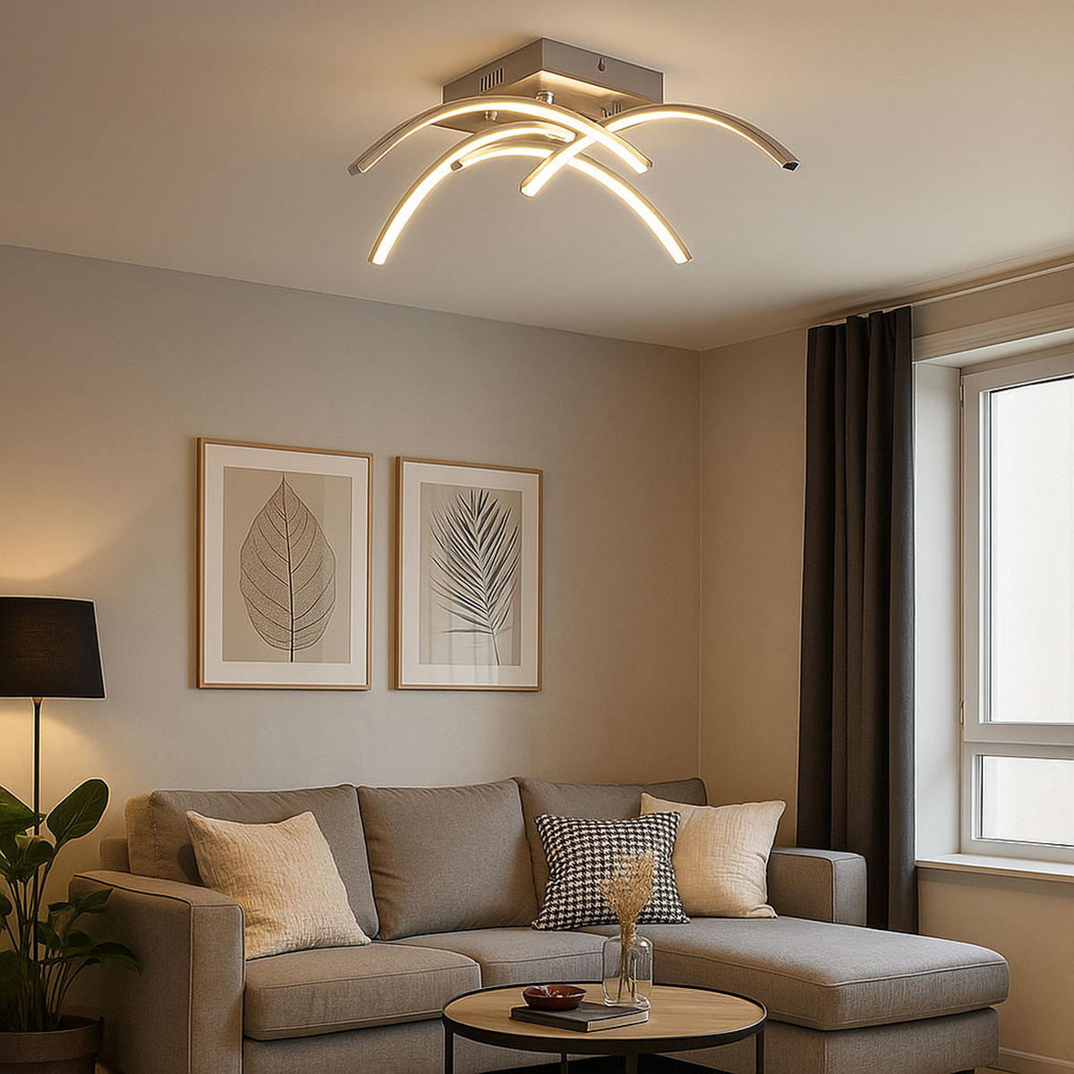 LED DECKENLEUCHTE Sinus Silber - Silberfarben, Metall (48.5/48.5/15cm) - Esto