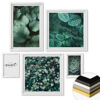 WANDBILDER 5er-Set - 50x50 cm & 20x30 cm & 40x60 cm Weißer Rahmen - Wellen, Sand, Wasser, Steine, Strand - Weiß, Kunststoff (40/60cm) - ArtPrintCave