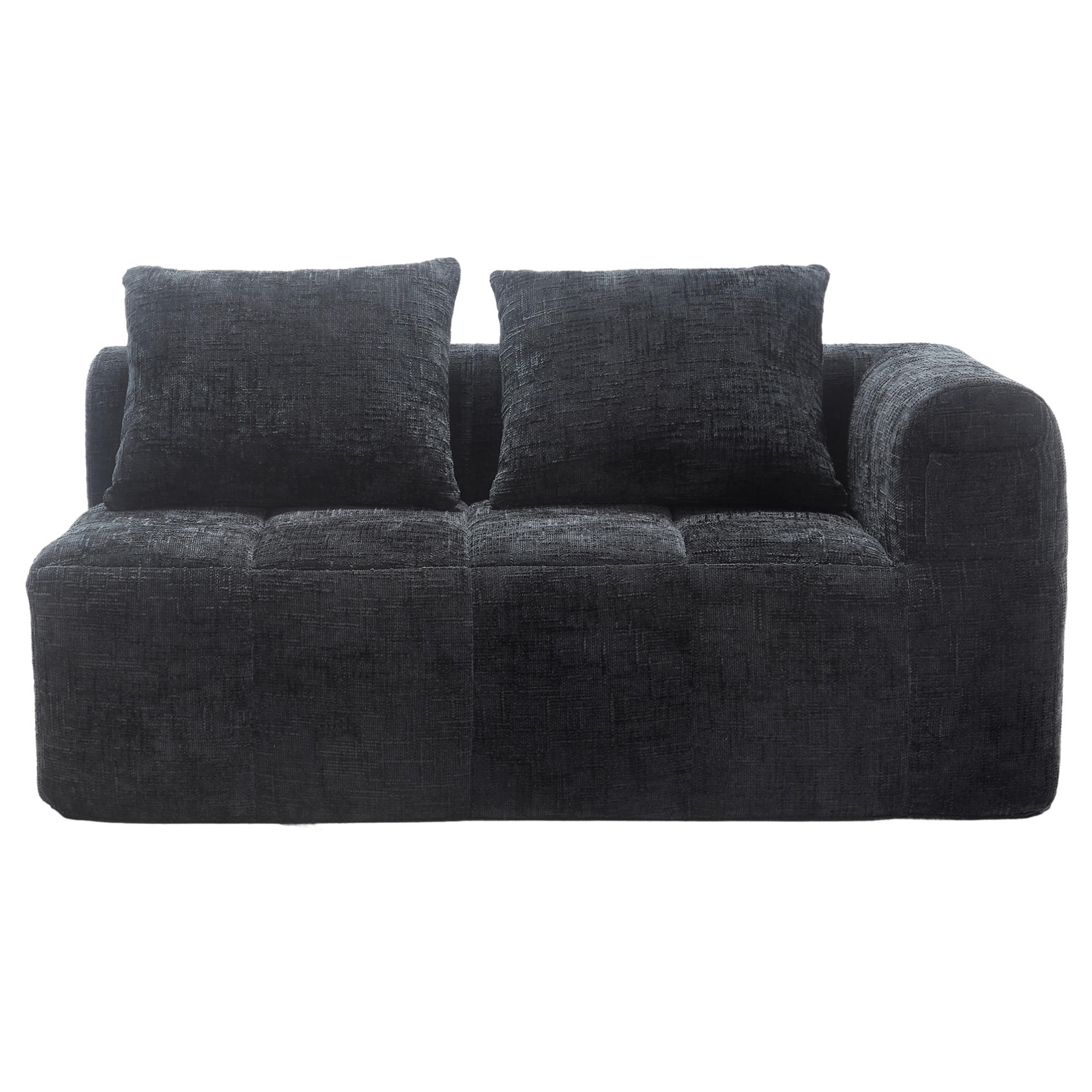 SOFA od chenillea, 158/90/60 cm crna, s bočnim džepovima i jastukom - crna, tekstil (60/160/90cm) - BEAOK