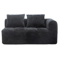 SOFA od chenillea, 158/90/60 cm crna, s bočnim džepovima i jastukom - crna, tekstil (60/160/90cm) - BEAOK