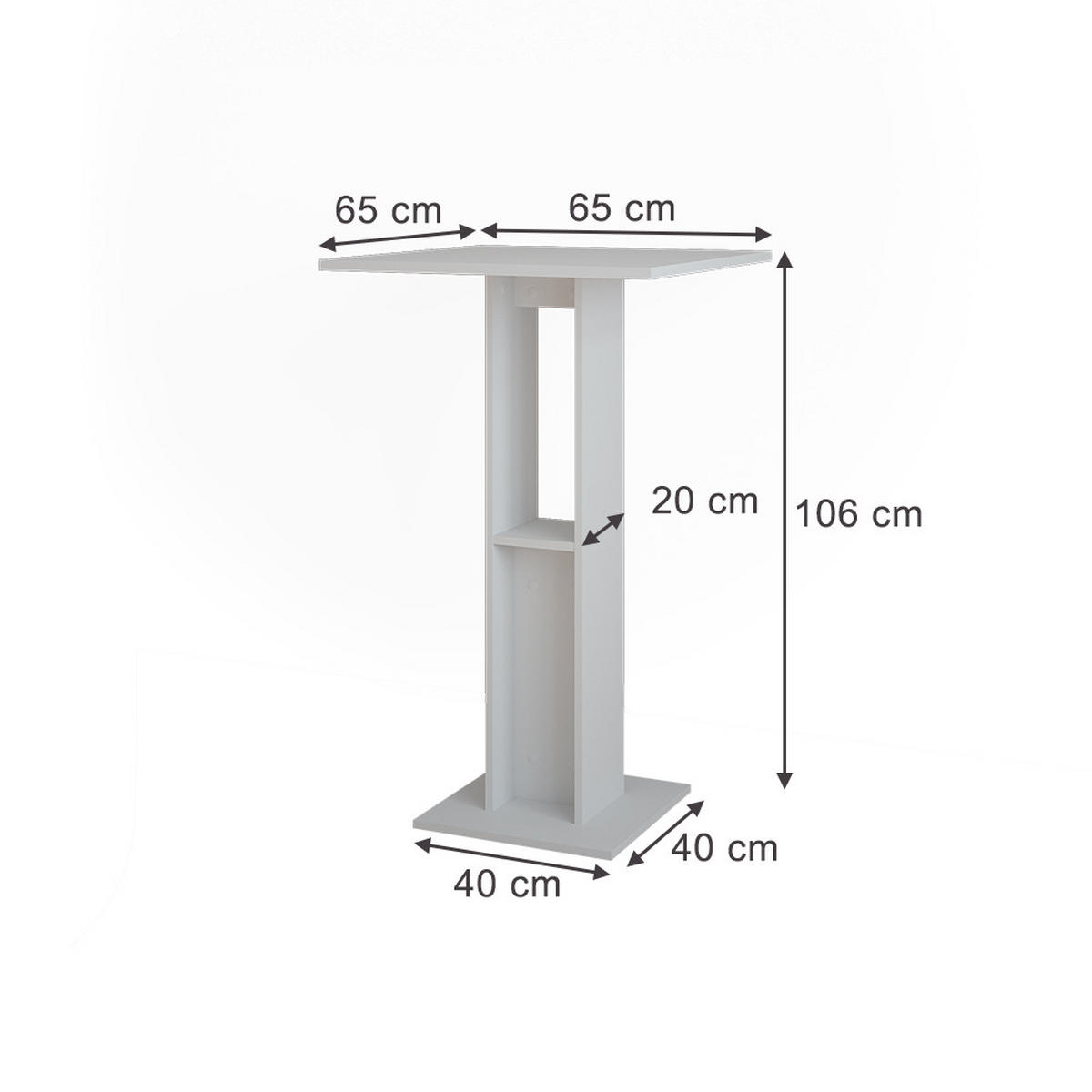 BAROVÝ STŮL Repose Bílá - bílá, kompozitní dřevo (65/65/106cm) - Vicco