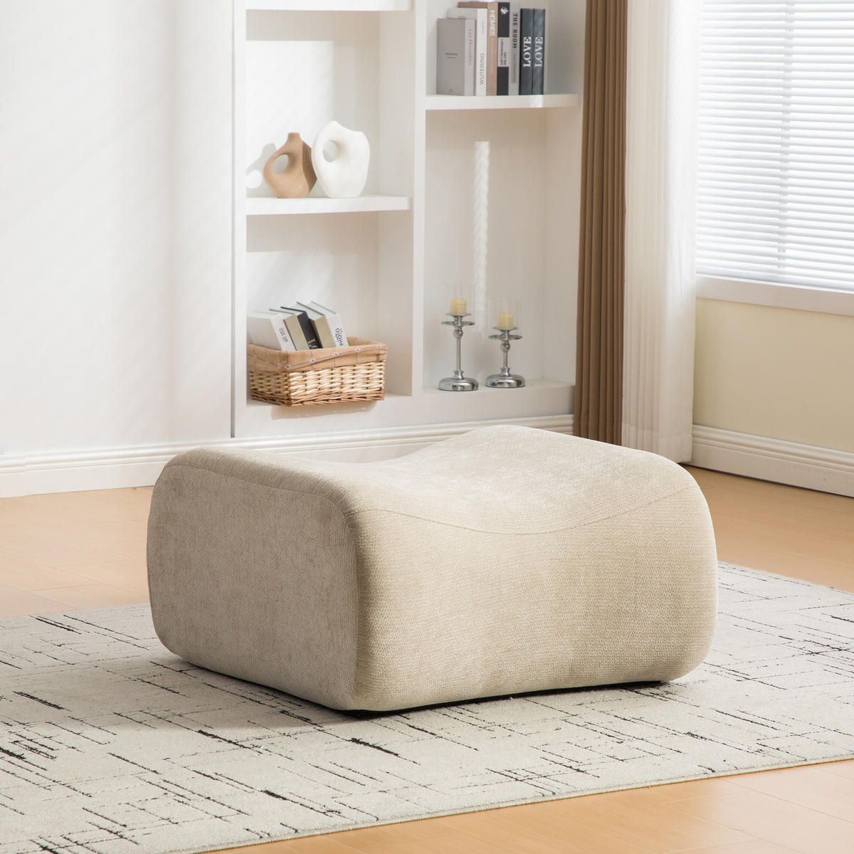 SESSEL DE-35111 mit Ottoman Hellkhaki - Sandfarben, Textil (92/72.5/83cm) - ComfortXL