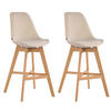 BARHOCKER 2er Set Samt creme - Eukalyptusholzfarben/Creme, Holz/Textil (48/112/56cm) - CLP