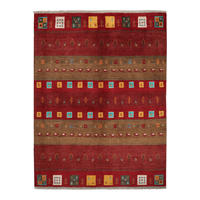 GABBEH-TEPPICH handgeknüpft Sonnat Bunt, Rot 200/151 cm Schurwolle - Rot/Multicolor, Textil (151/200cm) - Looma