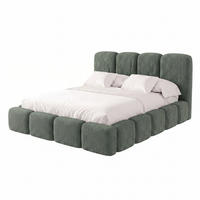 POLSTERBETT SUENO MAXI 160x200 cm in Grün, gepolstertes Kopfteil, Metalllattenrost, Bettkasten, Bouclé-Stoff - Naturfarben/Grün, Holz/Textil (160/200cm) - Muffo