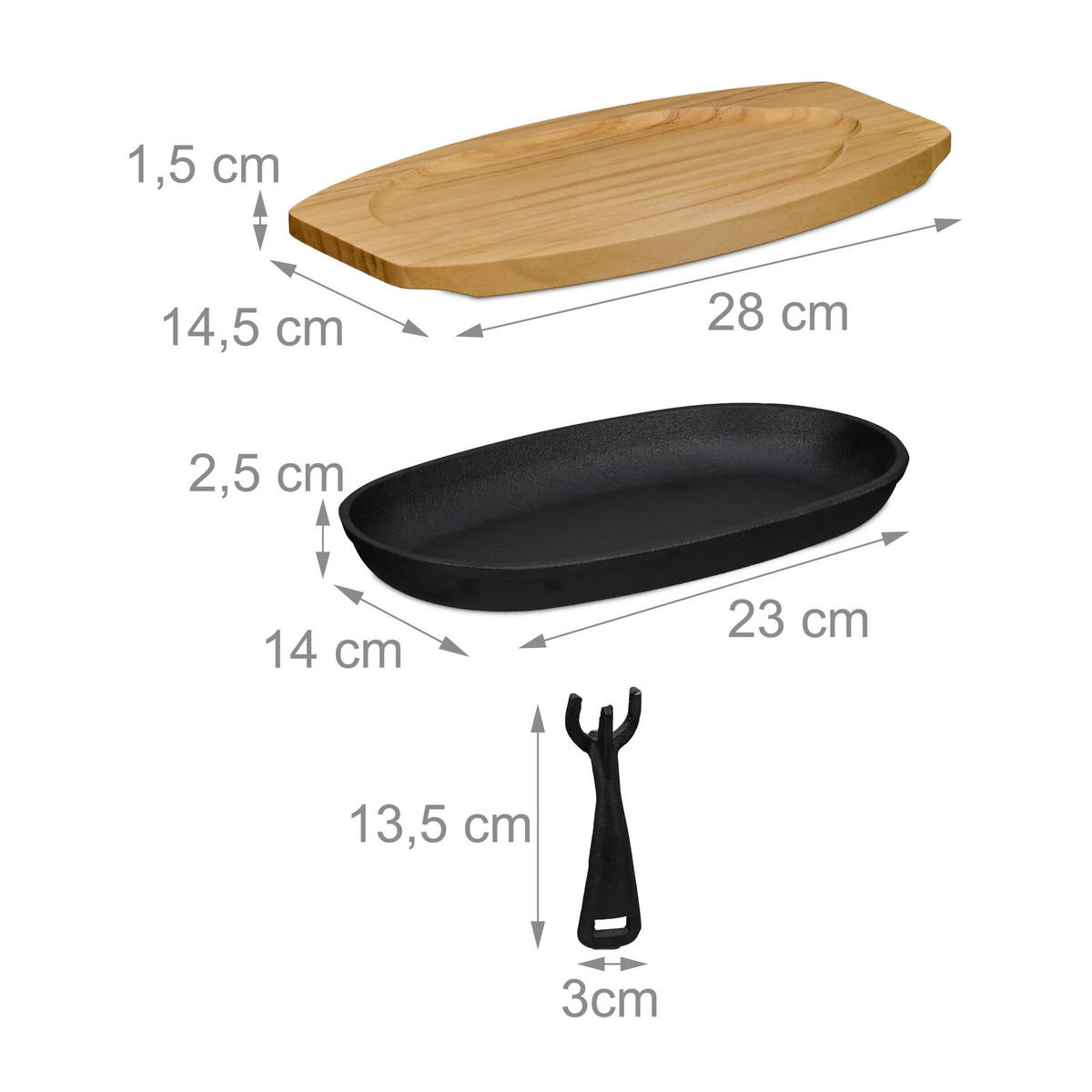 2XSERVIERPFANNE - Schwarz, Holz/Metall - Relaxdays