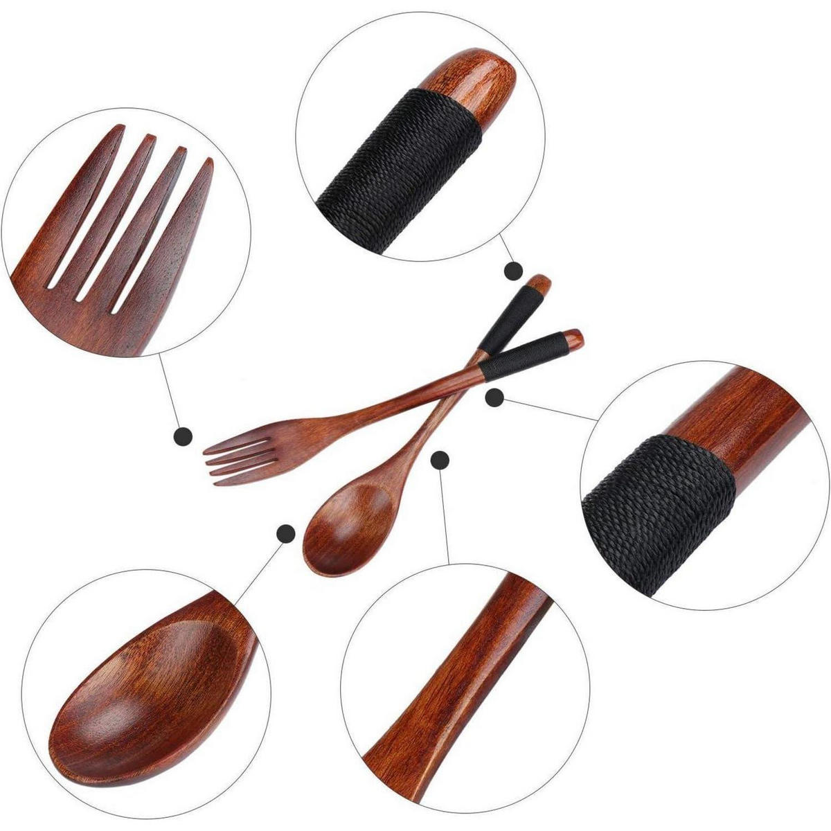 BESTECKSET Holz 6-teilig - Braun, Holz
