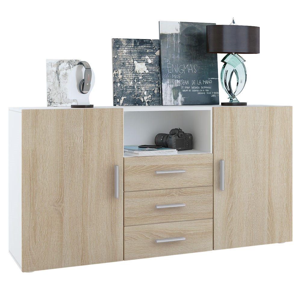 SIDEBOARD Skadu Front in Eiche sägerau - Eiche San Remo, Holzwerkstoff (138.5/71.5/35cm) - Vladon