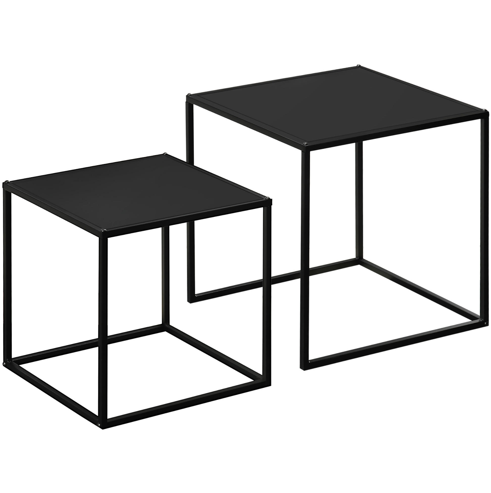 OKWISH SADA konferenčních stolků 40/40/40 cm černá z oceli v moderním provedení
